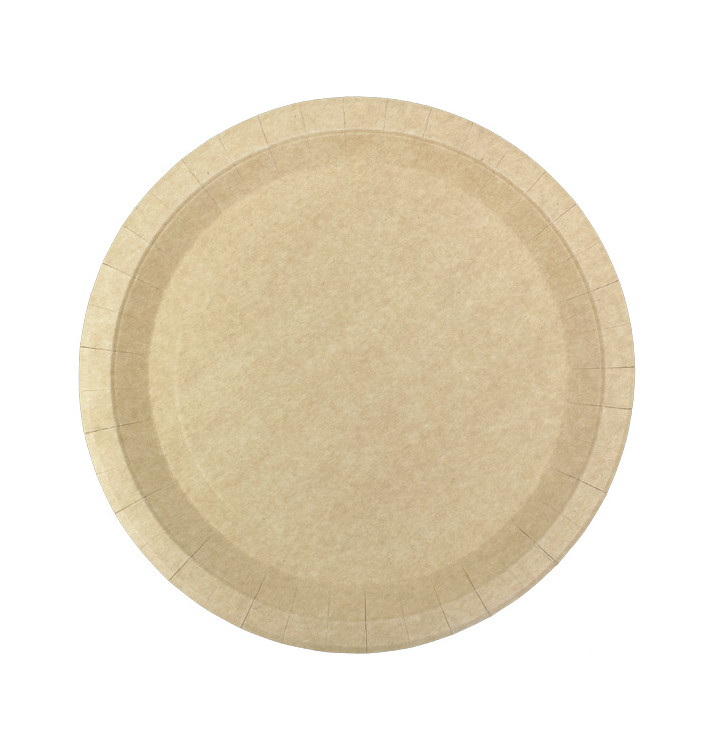 Plato de Cartón Redondo Antigrasa Kraft Ø26cm 245g/m² (50 Uds)