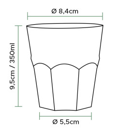 Vaso Reutilizable Irrompible PP Cocktail Transparente Ø8,4cm 350ml (20 Uds)