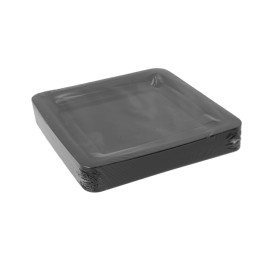 Plato Reutilizable PP Cuadrado Extra Rigido Negro 18x18cm (20 Uds)