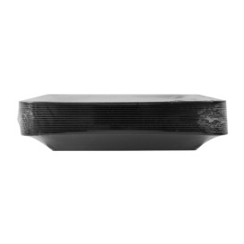 Plato Reutilizable PP Cuadrado Extra Rigido Negro 18x18cm (20 Uds)