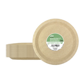 Plato de Cartón Redondo Antigrasa Kraft Ø26cm 245g/m² (50 Uds)