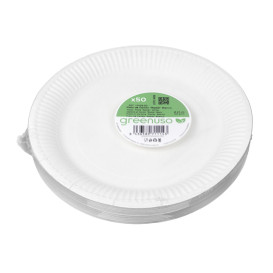Plato de Cartón Redondo “Radial” Blanco Ø23cm 200gr/m² (50 Uds)