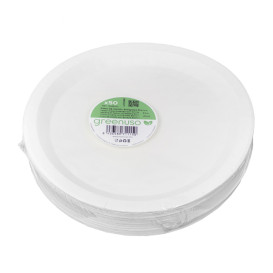 Plato de Cartón Redondo Antigrasa Blanco Ø26cm 250g/m² (350 Uds)