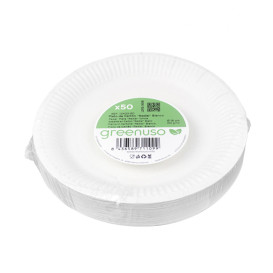 Plato de Cartón Redondo “Radial” Blanco Ø18cm 200gr/m² (650 Uds)