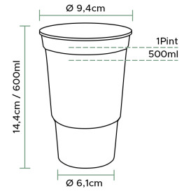 Vaso Reutilizable PP Transparente 600ml Ø9,4cm (50 Uds)