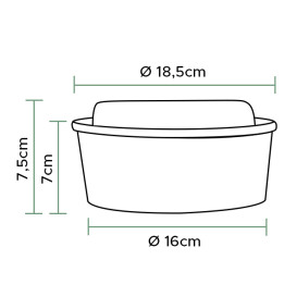 Tarrina de Cartón Kraft-Kraft con Tapa PET 1.300ml Ø18,5cm (240 Uds)