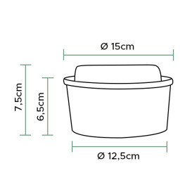 Tarrina de Cartón Kraft-Kraft con Tapa PET 750ml Ø15cm (50 Uds)