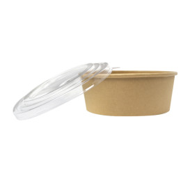 Tarrina de Cartón Kraft-Kraft con Tapa PET 1.300ml Ø18,5cm (240 Uds)