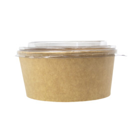 Tarrina de Cartón Kraft-Kraft con Tapa PET 750ml Ø15cm (50 Uds)