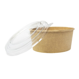 Tarrina de Cartón Kraft-Kraft con Tapa PET 750ml Ø15cm (50 Uds)