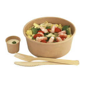 Tarrina de Cartón Kraft-Kraft con Tapa PET 750ml Ø15cm (50 Uds)