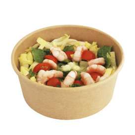 Tarrina de Cartón Kraft-Kraft con Tapa PET 750ml Ø15cm (50 Uds)