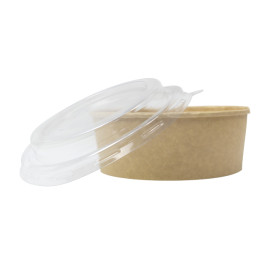 Tarrina de Cartón Kraft-Kraft con Tapa PET 500ml Ø15cm (50 Uds)
