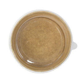 Tarrina de Cartón Kraft-Kraft con Tapa PET 500ml Ø15cm (50 Uds)
