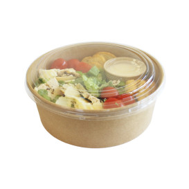 Tarrina de Cartón Kraft-Kraft con Tapa PET 500ml Ø15cm (50 Uds)