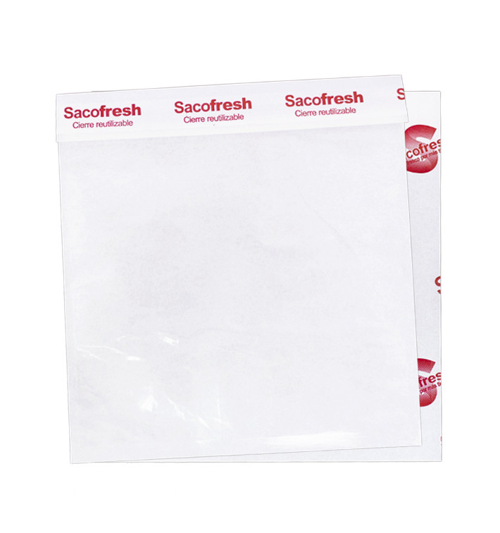 Bolsa PE y Papel Reutilizable Solapa Adhesiva Sacofresh Roja 30x25cm (100 Uds)