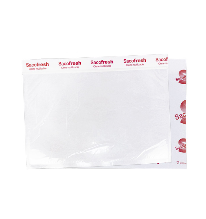 Bolsa PE y Papel Reutilizable Solapa Adhesiva Sacofresh Roja 30x36cm (100 Uds)