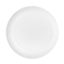Plato de Cartón Redondo Blanco Ø27cm 550g/m² (50 Uds)