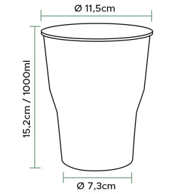 Vaso Reutilizable PP Transparente 1.000ml (25 Uds)