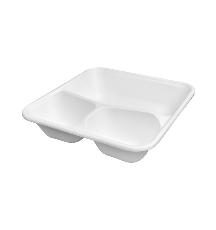 Envase de Caña de Azúcar 3C 23x23x5,5cm (50 Uds)