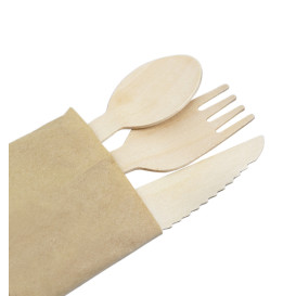 Set Cubiertos Madera Tenedor, Cuchillo y Cuchara (25 Uds)