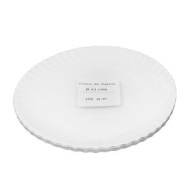 Plato de Cartón Redondo Blanco Ø23cm 450g/m² (450 Uds)