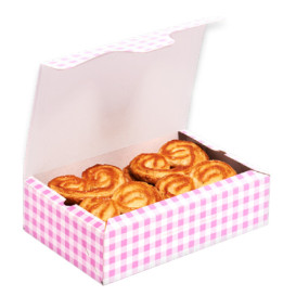 Caja Pastelería Cartón 18,2x13,6x5,2cm 500g Rosa (25 Uds)