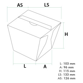 Caja de Comida para Llevar Wok Kraft 950ml (25 Uds)