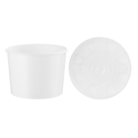 Tarrina de Cartón Blanco con Tapa PP 488ml (250 Uds)