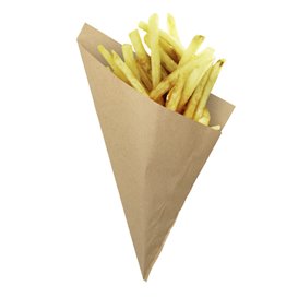 Cono de Papel Antigrasa Kraft 19,5cm 50gr (2.000 Uds)