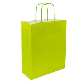 Bolsa Papel Verde con Asas 90g/m² 28+10x22 cm (250 Uds)