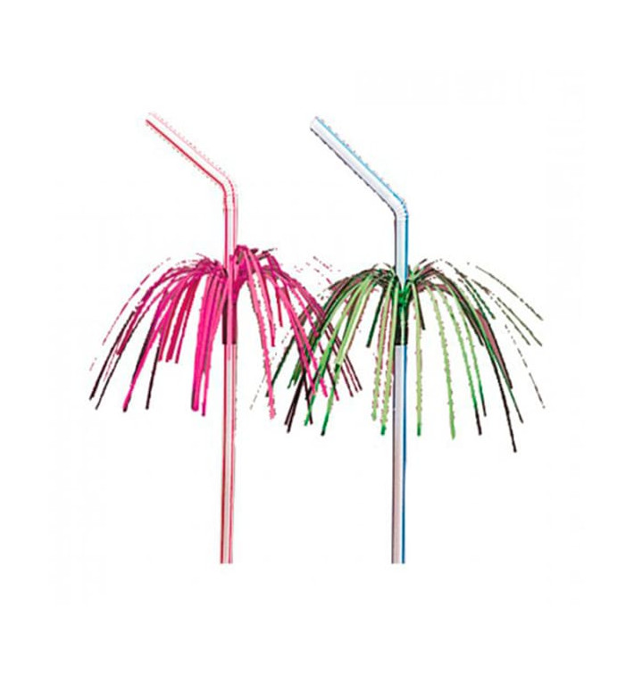 Pajita Flexible con Palmeras  Ø5mm 23cm 
