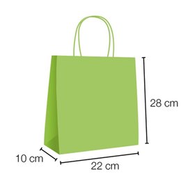 Bolsa Papel Verde con Asas 90g/m² 28+10x22 cm (250 Uds)