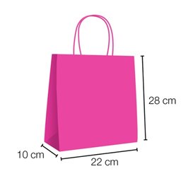 Bolsa Papel Fucsia con Asas 90g/m² 28+10x22 cm (25 Uds)