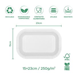Bandeja de Cartón Antigrasa Blanco 15x23cm 250g/m² (50 Uds)