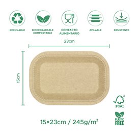 Bandeja de Cartón Antigrasa Kraft 15x23cm 245g/m² (50 Uds)