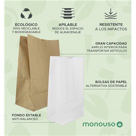 Bolsa de Papel Sin Asas Kraft 50g/m² 18+12x29cm (1000 Uds)
