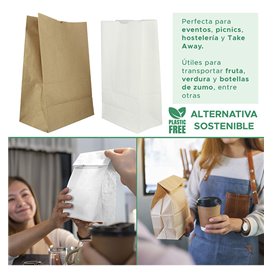 Bolsa de Papel Sin Asas Kraft 50g/m² 18+12x29cm (1000 Uds)