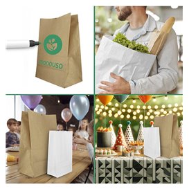 Bolsa de Papel Sin Asas Kraft Blanca 60g/m² 18+11x34cm (25 Uds)