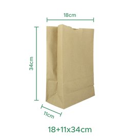 Bolsa de Papel Sin Asas Kraft 60g/m² 18+11x34cm (500 Uds)