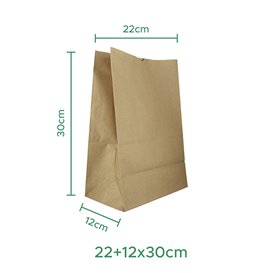 Bolsa de Papel Sin Asas Kraft 50g/m² 22+12x30cm (25 Uds)