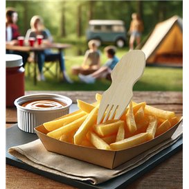 Tenedor Spork Bambú Degustación 9cm en caja (20 Uds)