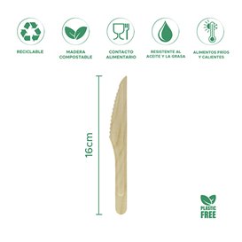 Cuchillo de Madera Eco 16cm (100 Uds)