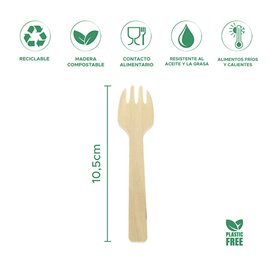 Cubierto de Madera “Spork” 10,5cm (1.000 Uds)