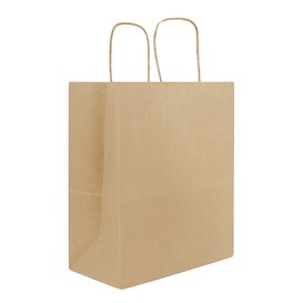 Bolsas de Papel Asa Plana Kraft 80g/m² 22+10x28cm (50 Uds)