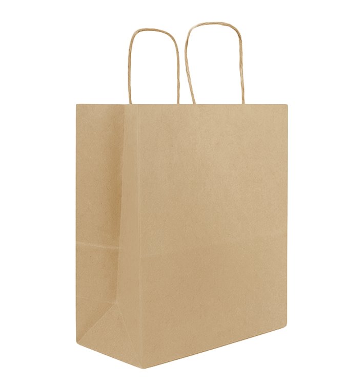 Bolsas de Papel Asa Plana Kraft 80g/m² 22+10x28cm (50 Uds)