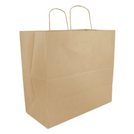 Bolsa Papel Kraft con Asas Planas 70g/m² 25+17x26cm (250 Uds)