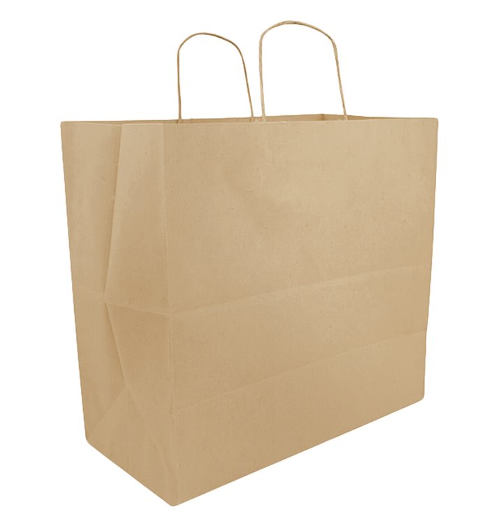 Bolsa Papel Kraft con Asas Planas 70g/m² 25+17x26cm (250 Uds)