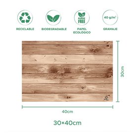 Mantel Individual de Papel Kraft "Madera" 30x40cm 40g/m² (500 Uds)