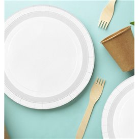 Plato de Cartón Redondo Antigrasa Blanco Ø18cm 220g/m² (50 Uds)